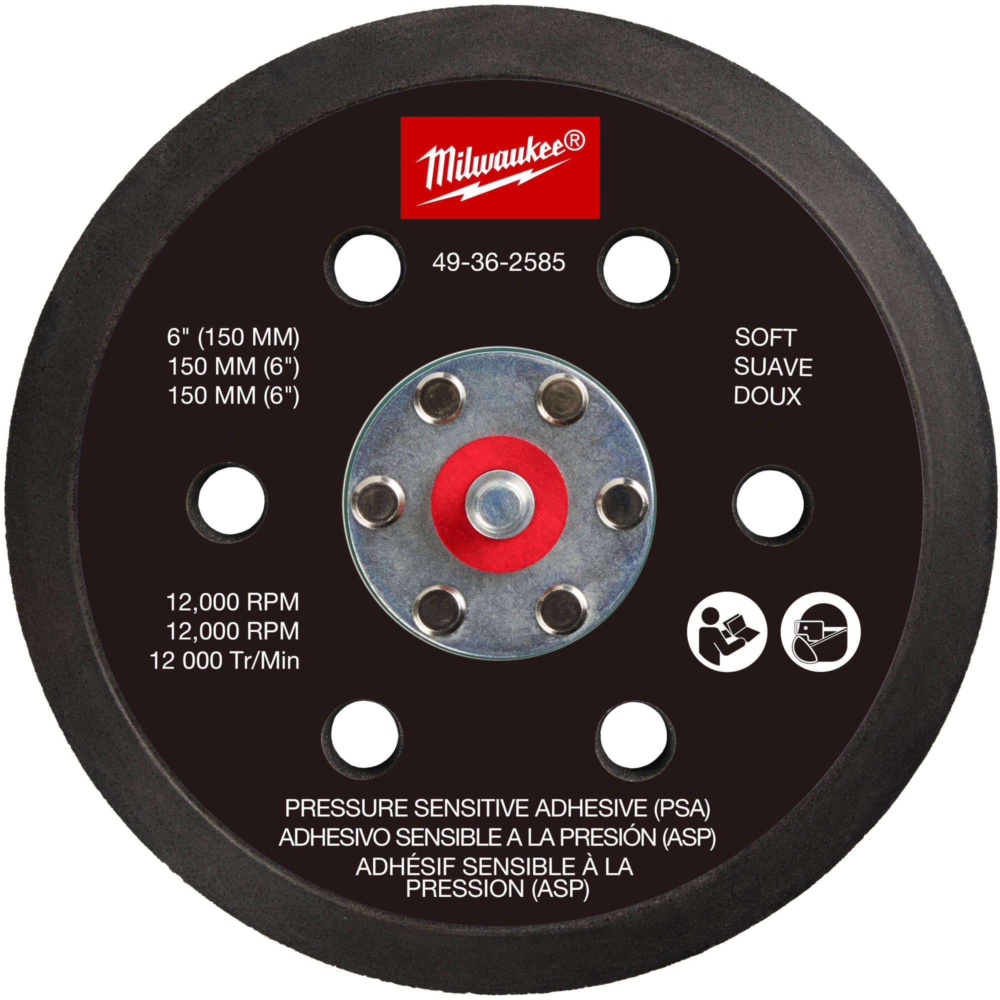 49-36-2585 Milwaukee 6" Pressure Sensitive Adhesive Sander Backing Pad – Soft