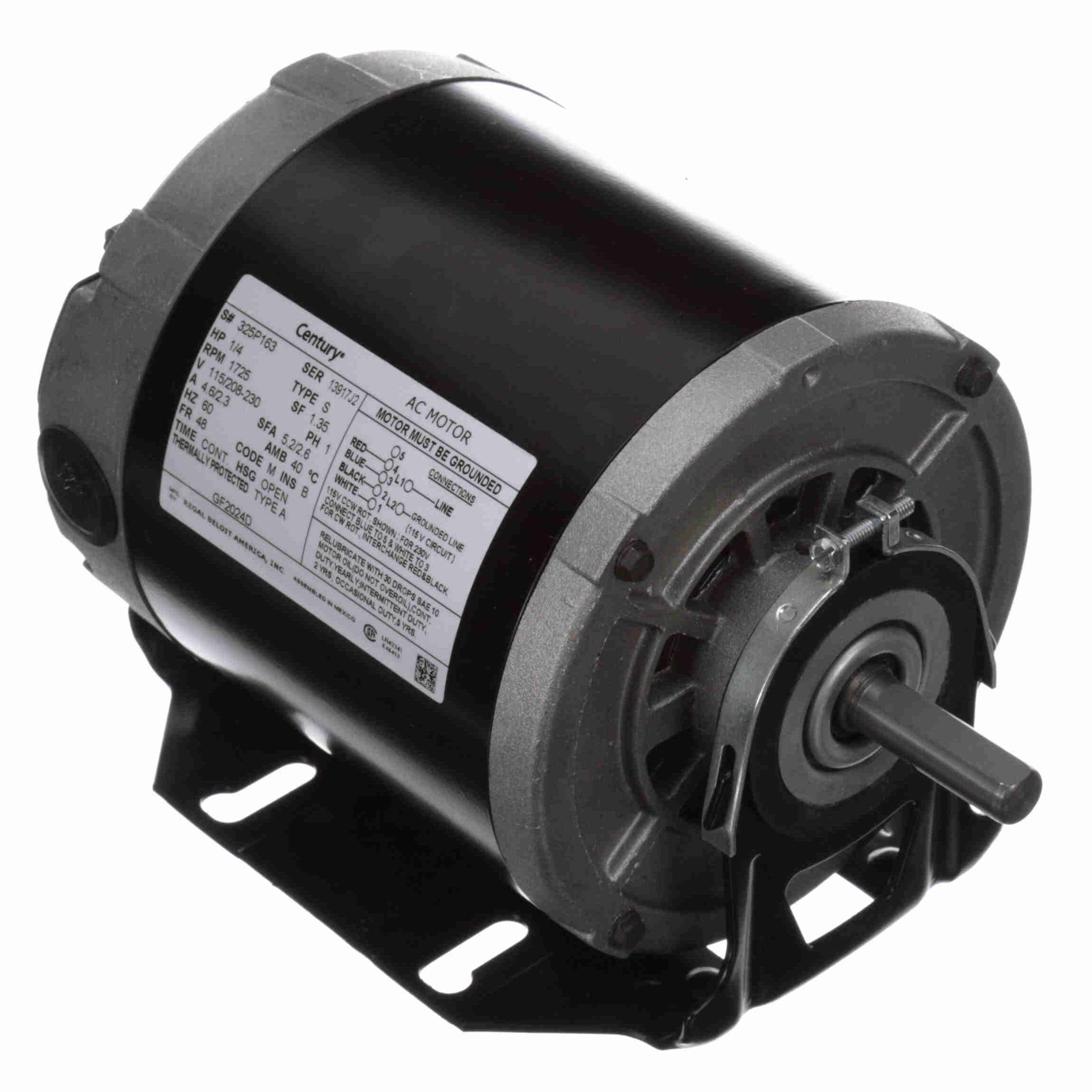 GF2024D Century 1 4HP Fan And Blower Electric Motor 1800RPM   GF2024D